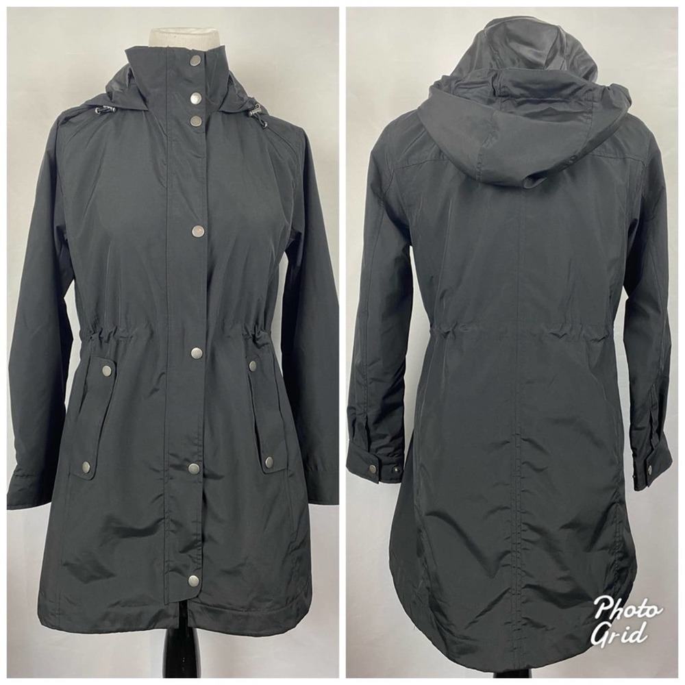 LANDS END LIGHTWEIGHT TRENCH COAT WOMEN BLACK